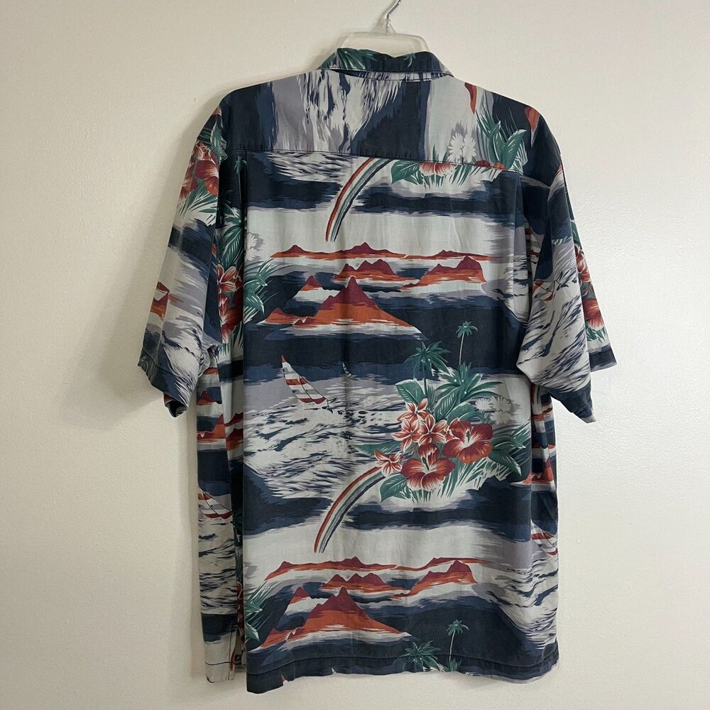 Vintage Tommy Bahama Camp Shirt M Blue Button Down Yatch Sail Boat AOP Mens - Picture 3 of 7